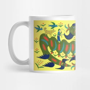 vania has brided a serpent by the beard and rides through town 1983 - Maria Primachenko Mug